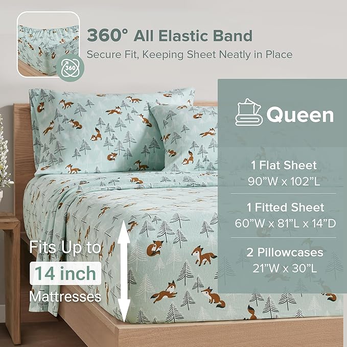 Flannel Bed Sheet Set - Queen - 4 Piece
