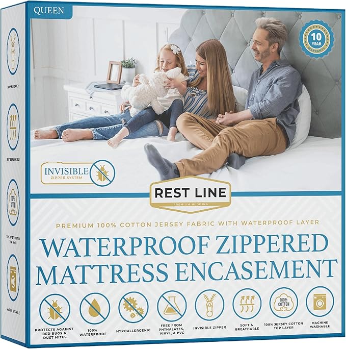 100% Cotton Waterproof Mattress Protector - Queen