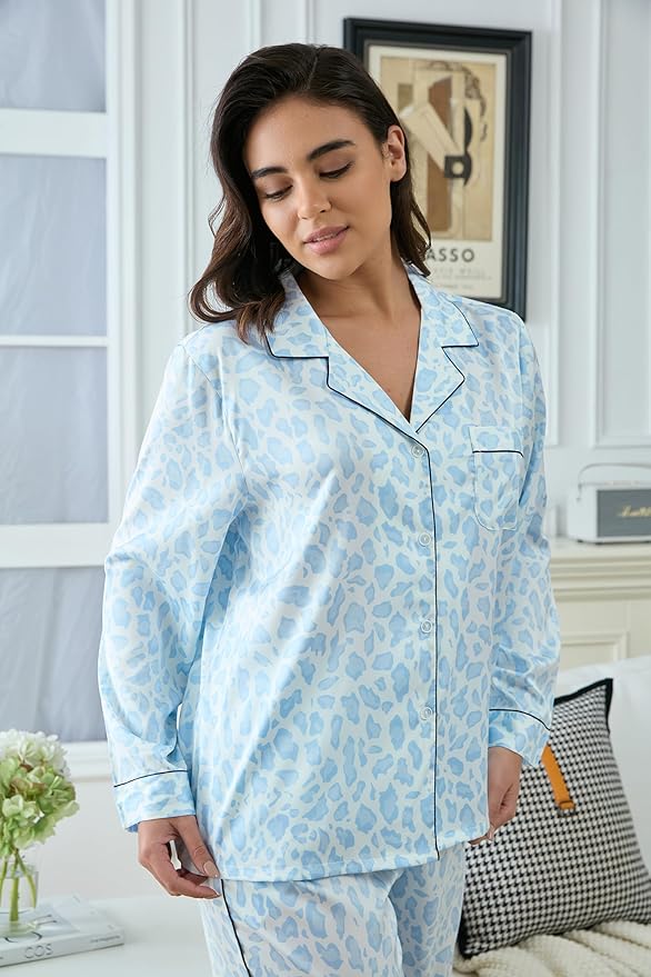 Satin Pajama Set - Long Sleeve - 2 Piece