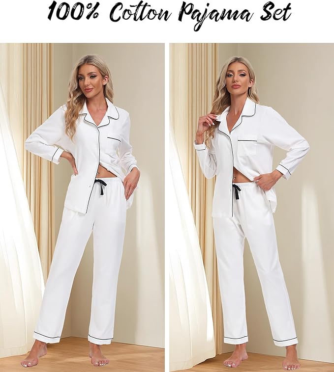 Women's 100% Cotton Pajama Set - Long Sleeve - 2 Piece