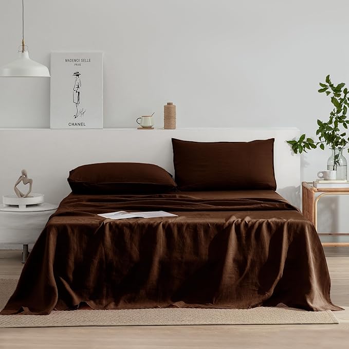 Linen Bed Sheet Set - California King - 4 Piece