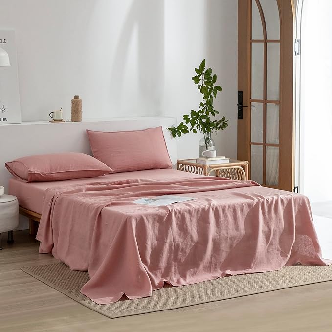 Linen Bed Sheet Set - California King - 4 Piece