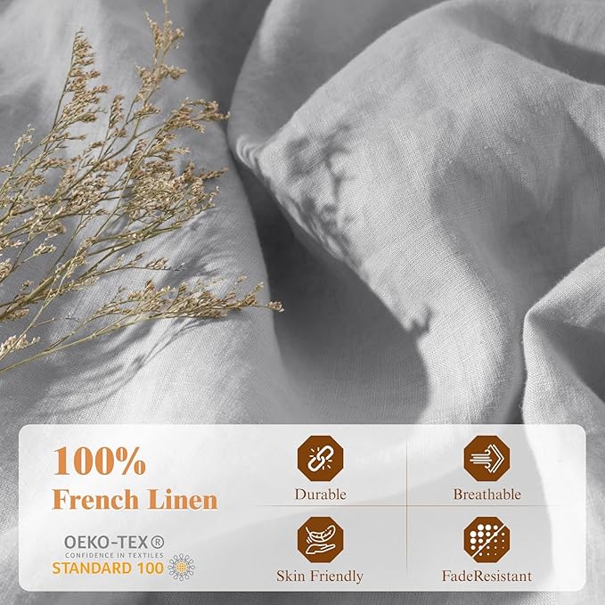 Linen Duvet Cover Set - California King - 3 Piece