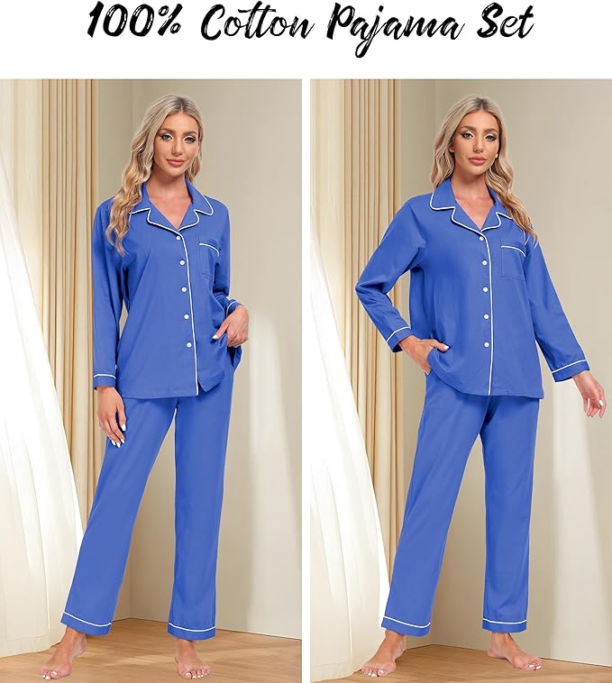 Women's 100% Cotton Pajama Set - Long Sleeve - 2 Piece