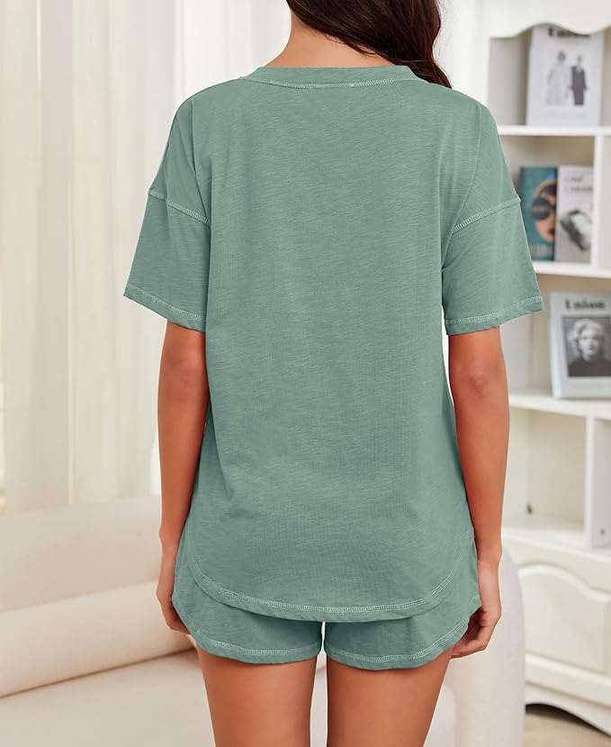 Women's 100% Cotton Shorts Pajama Set - Short Sleeve - 2 Piece