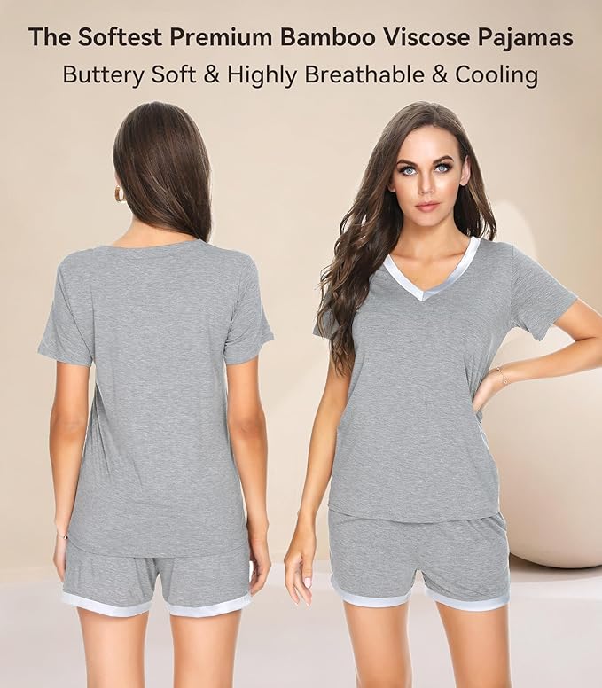 Women's Bamboo Cooling Pajama Set - Short Sleeve - 2 Piece