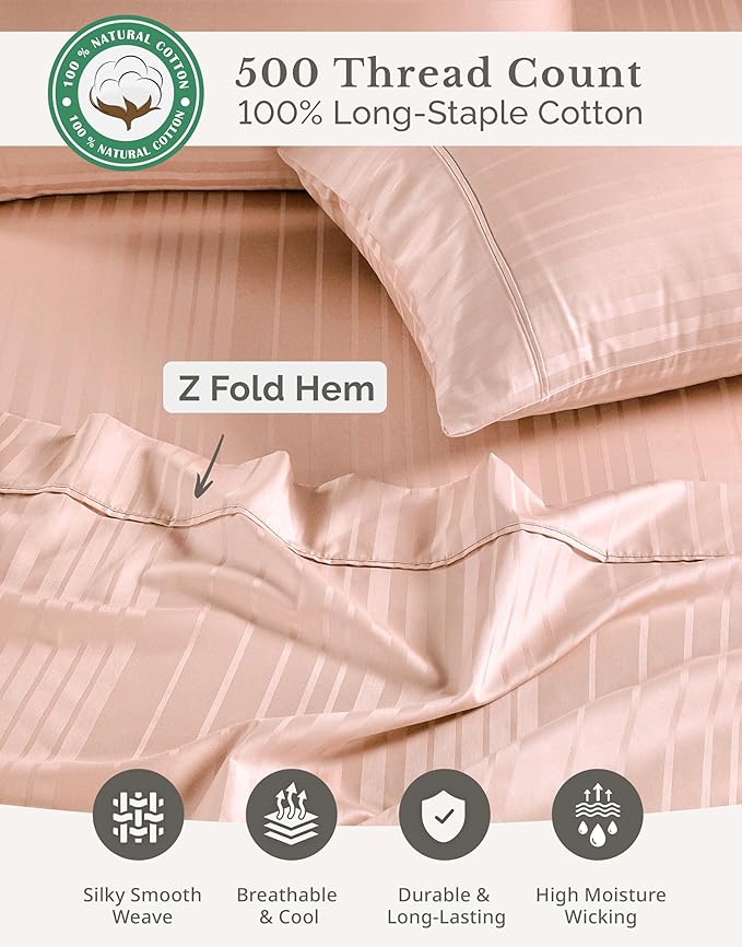 100% Cotton Bed Sheet Set - King - 15 in Deep Pocket - 6 Piece