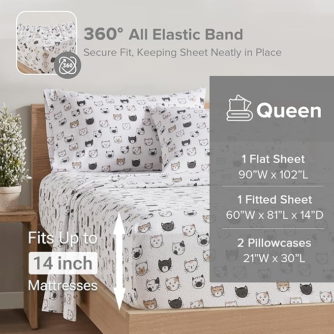 Flannel Bed Sheet Set - Queen - 4 Piece