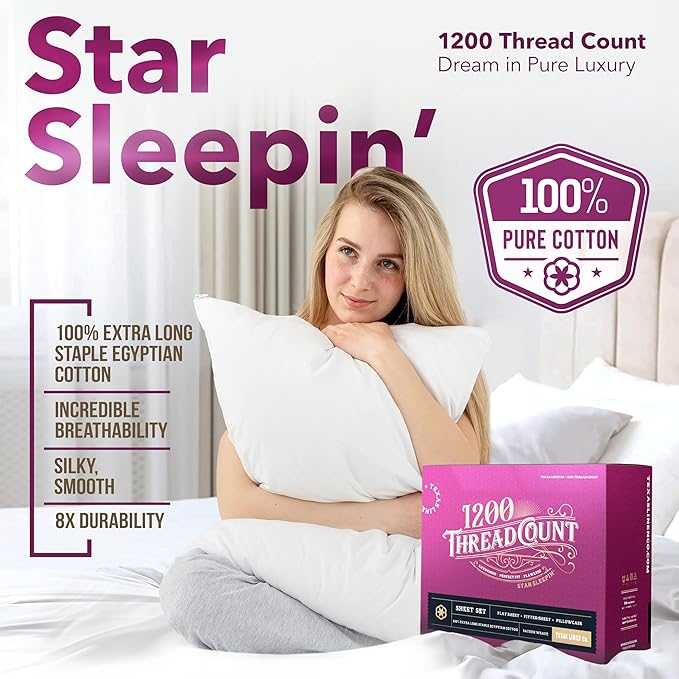 Linen Cooling Bed Sheet Set - Queen - 17 in Deep Pocket - 4 Piece