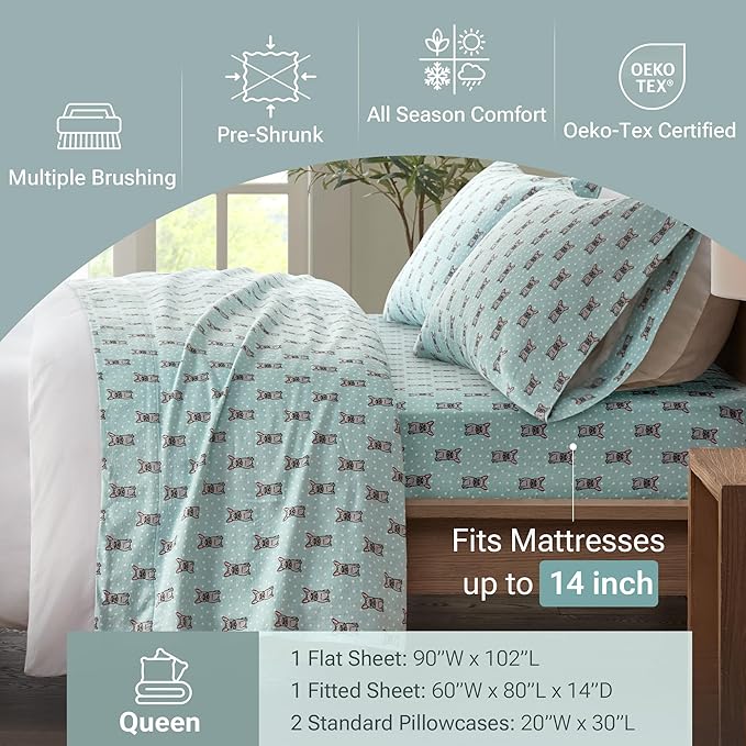 100% Cotton Bed Sheet Set - Queen - 4 Piece
