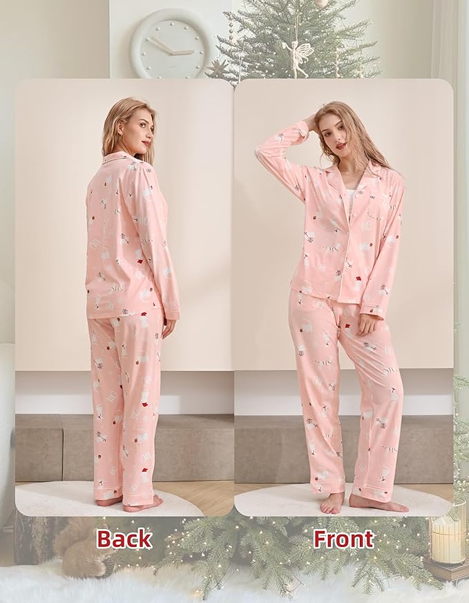 Women's 100% Cotton Pajama Set - Long Sleeve