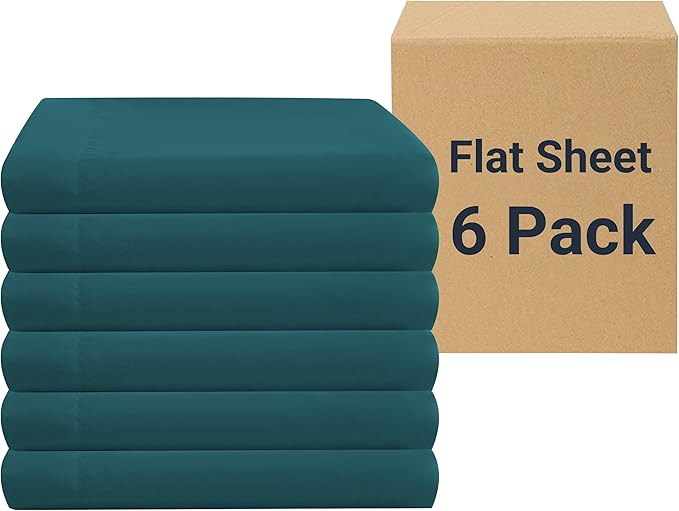 Microfiber Hypoallergenic Flat Sheet - Queen - 6 Pack