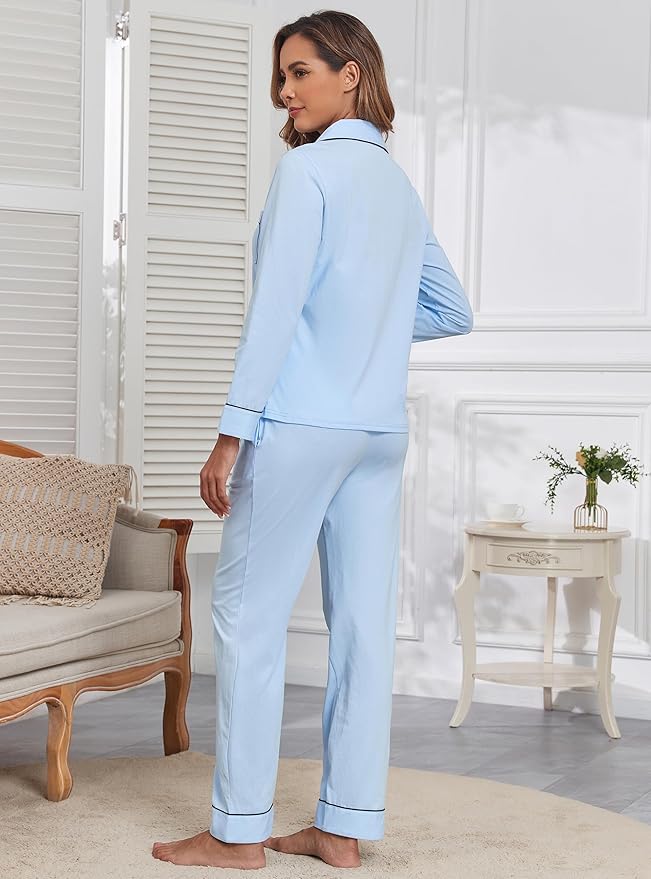Women's 100% Cotton Pajama Set - Long Sleeve - 2 Piece
