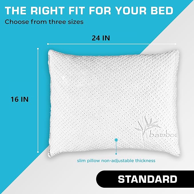 Memory Foam Cooling Bed Pillow - Standard - 2 Pack