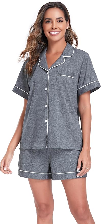 100% Cotton Pajama Set - Short Sleeve - 2 Piece