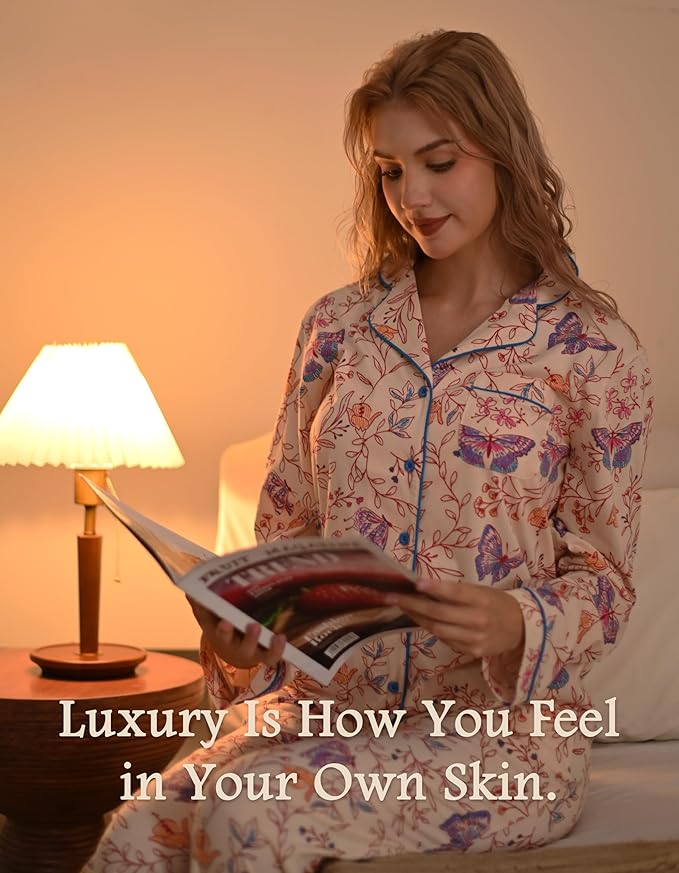 Women's 100% Cotton Pajama Set - Long Sleeve