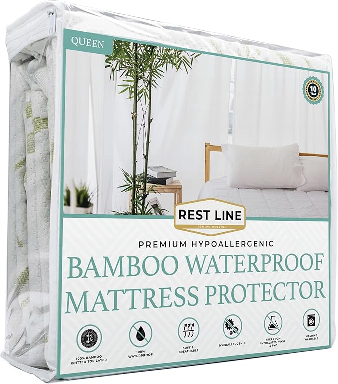 Bamboo Cooling Mattress Protector - Queen
