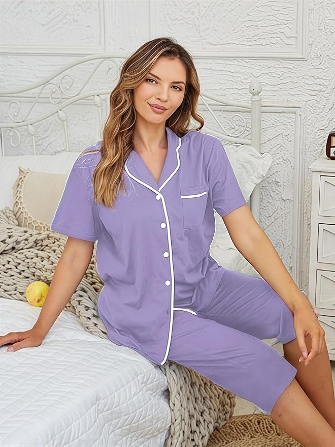 Capri Pajama Set - Short Sleeve - 2 Piece