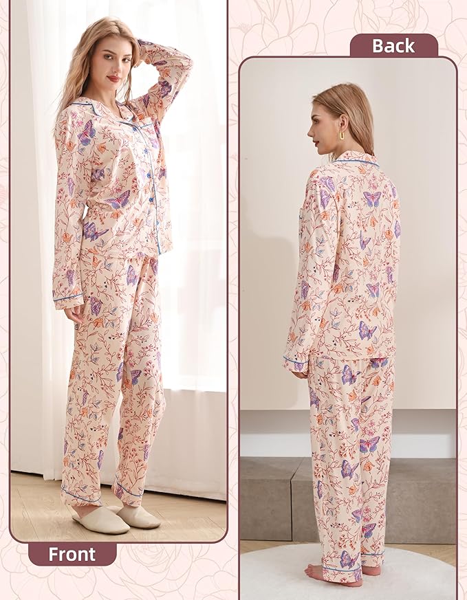 Women's 100% Cotton Pajama Set - Long Sleeve