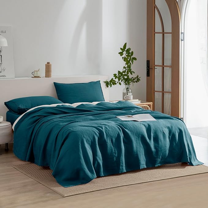 Linen Bed Sheet Set - Queen - 4 Piece