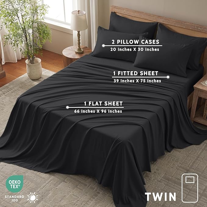 Microfiber Cooling Bed Sheet Set - Twin - 4 Piece