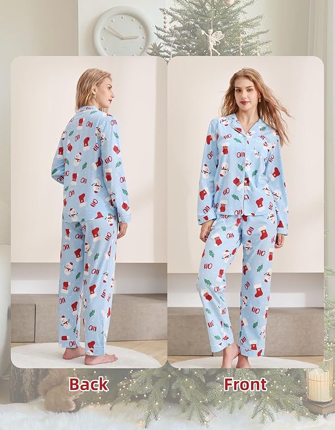 Women's 100% Cotton Pajama Set - Long Sleeve