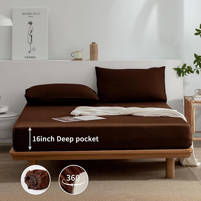Linen Bed Sheet Set - California King - 4 Piece