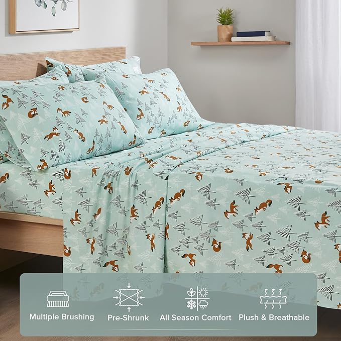 Flannel Bed Sheet Set - Queen - 4 Piece