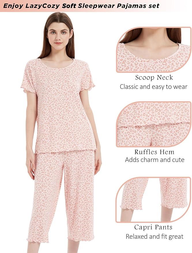 Bamboo Capri Pajama Set - Short Sleeve - 2 Piece