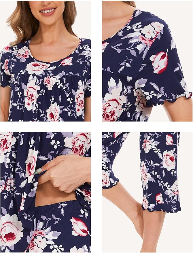 Bamboo Capri Pajama Set - Short Sleeve - 2 Piece