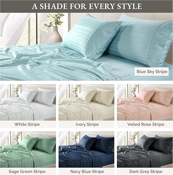 100% Cotton Bed Sheet Set - King - 6 Piece