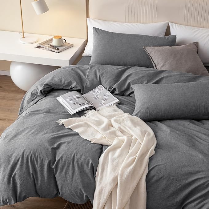 Linen Duvet Cover Set - King - 104 x 98 in - 3 Piece