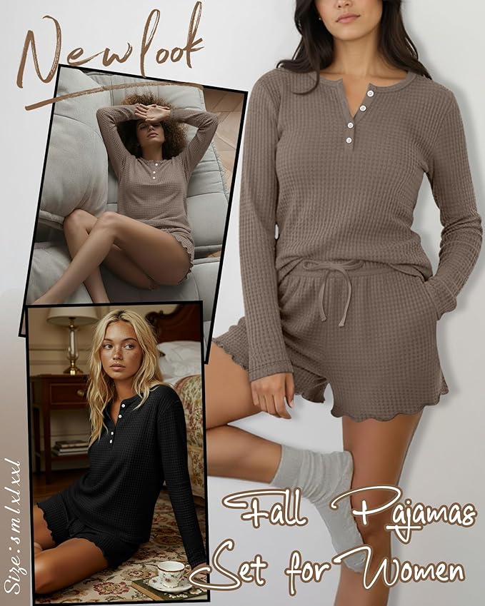 Women's Shorts Pajama Set - Long Sleeve - 2 Pack - 2 Piece