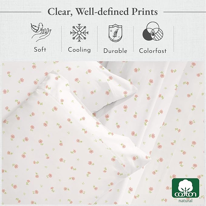 100% Cotton Bed Sheet Set - King - 4 Piece