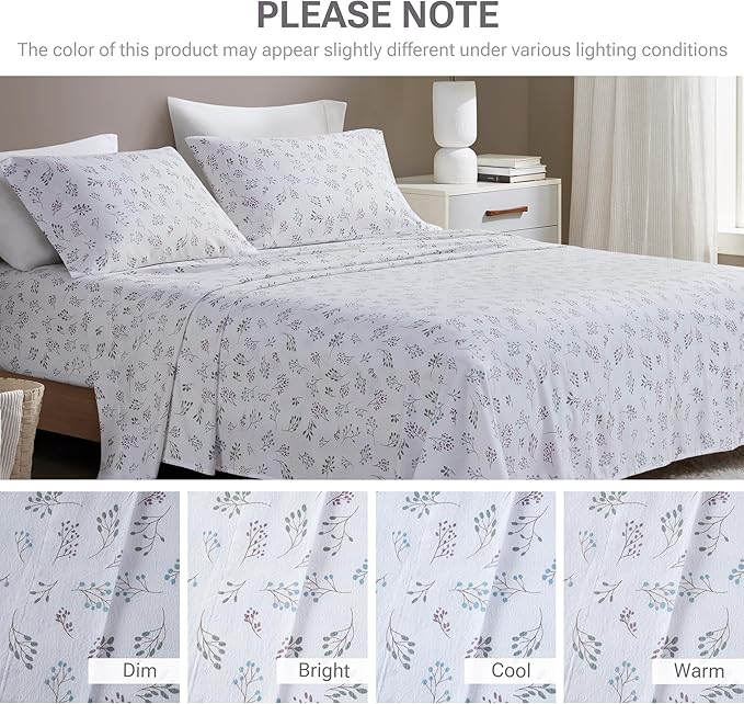 100% Cotton Bed Sheet Set - King - 4 Piece