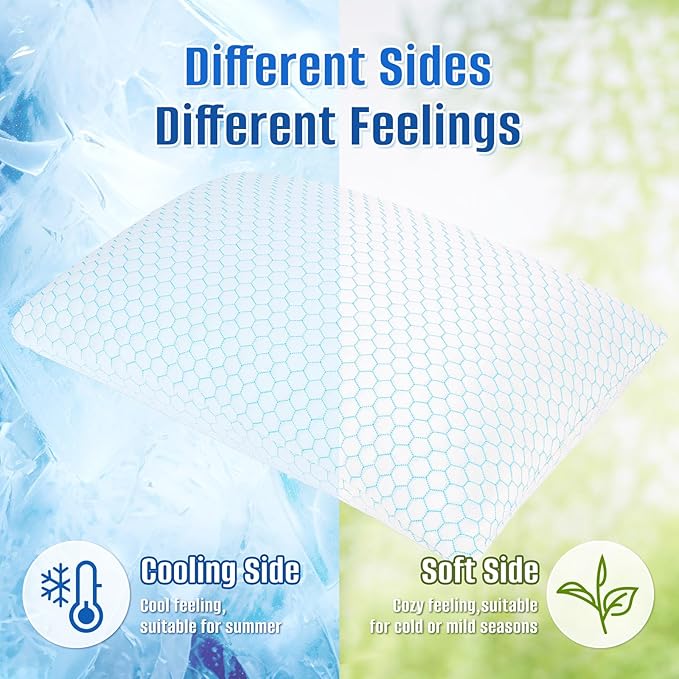 Memory Foam Cooling Bed Pillow - King - 2 Piece
