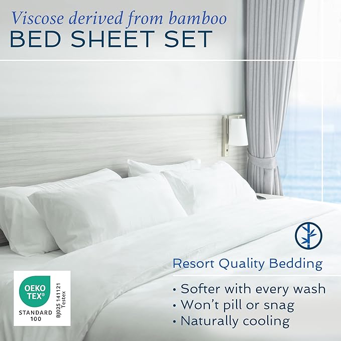 Bamboo Cooling Bed Sheet Set - Queen - 4 Piece