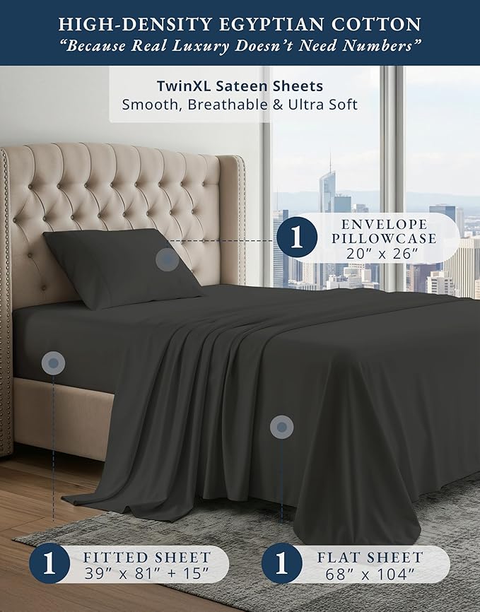 Linen Bed Sheet Set - Twin