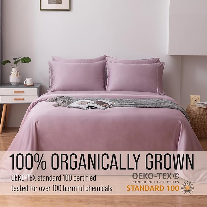 Bamboo Cooling Bed Sheet Set - Queen - 18 in Deep Pocket - 6 Piece