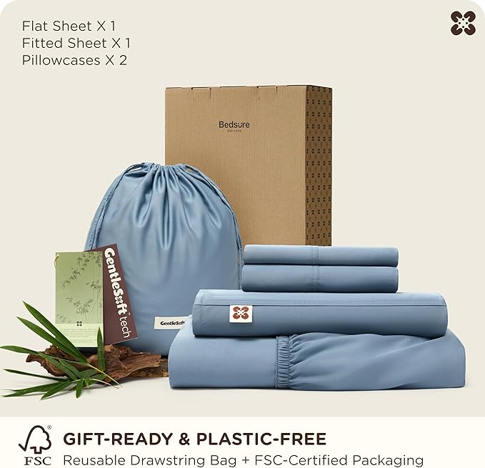 Bamboo Cooling Bed Sheet Set - Queen - 18 in Deep Pocket - 4 Piece