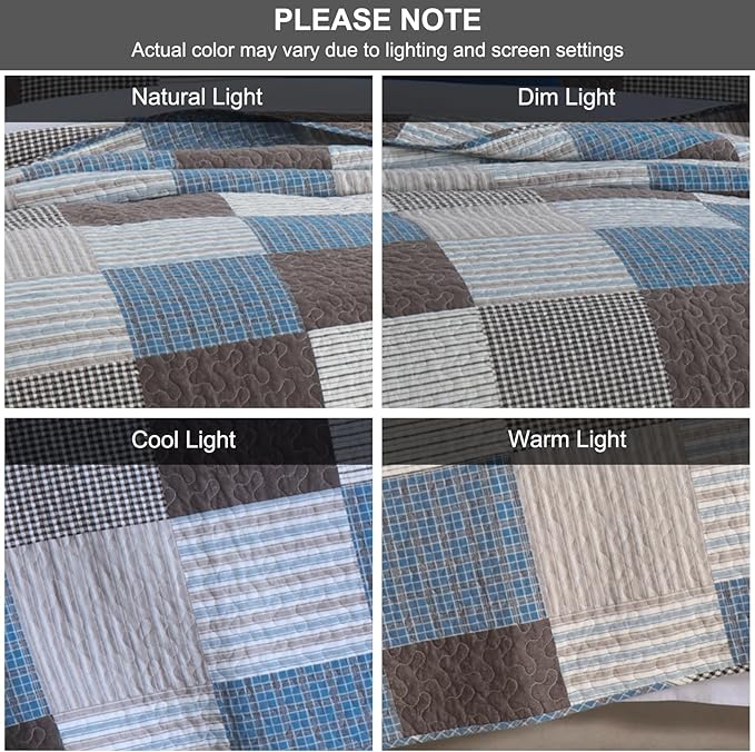 100% Cotton Quilt Set - King - 3 Piece
