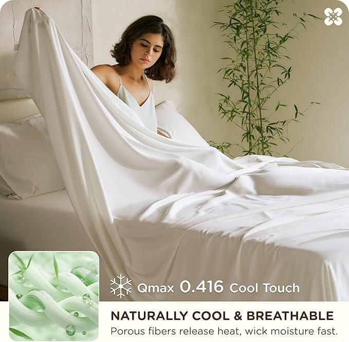 Bamboo Cooling Bed Sheet Set - King - 18 in Deep Pocket - 4 Piece