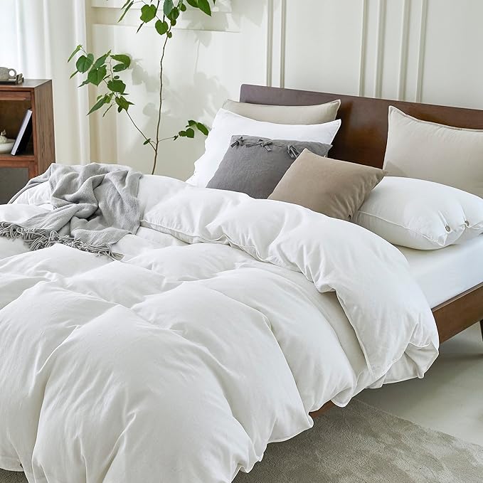 Linen Duvet Cover Set - Queen - 90 x 90 in - 3 Piece