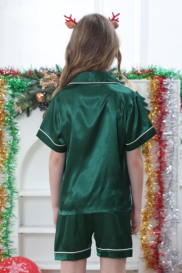 Satin Pajama Set - Short Sleeve - 2 Piece