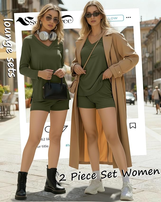 Women's Shorts Pajama Set - Long Sleeve - 2 Piece