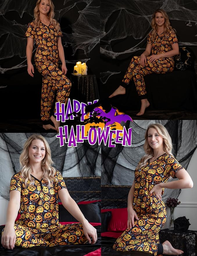 Women's Pants Pajama Set - Short Sleeve - 2 Piece