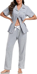 Women's 100% Cotton Pants Pajama Set - Short Sleeve - 2 Piece