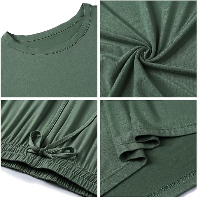 Women's Bamboo Pants Pajama Set - Short Sleeve - 2 Piece