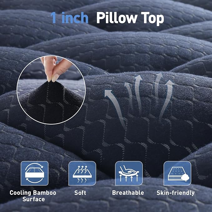 Memory Foam Cooling Mattress Topper - Queen - 21 in Deep Pocket