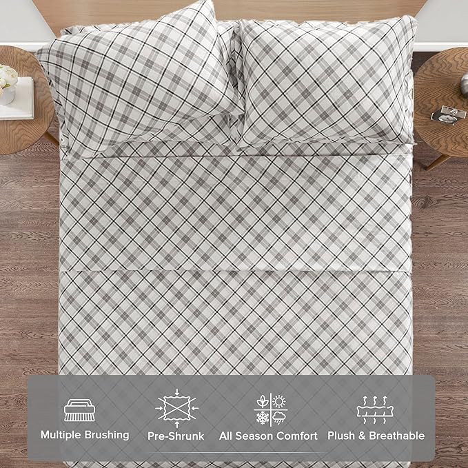 Flannel Bed Sheet Set - King - 4 Piece